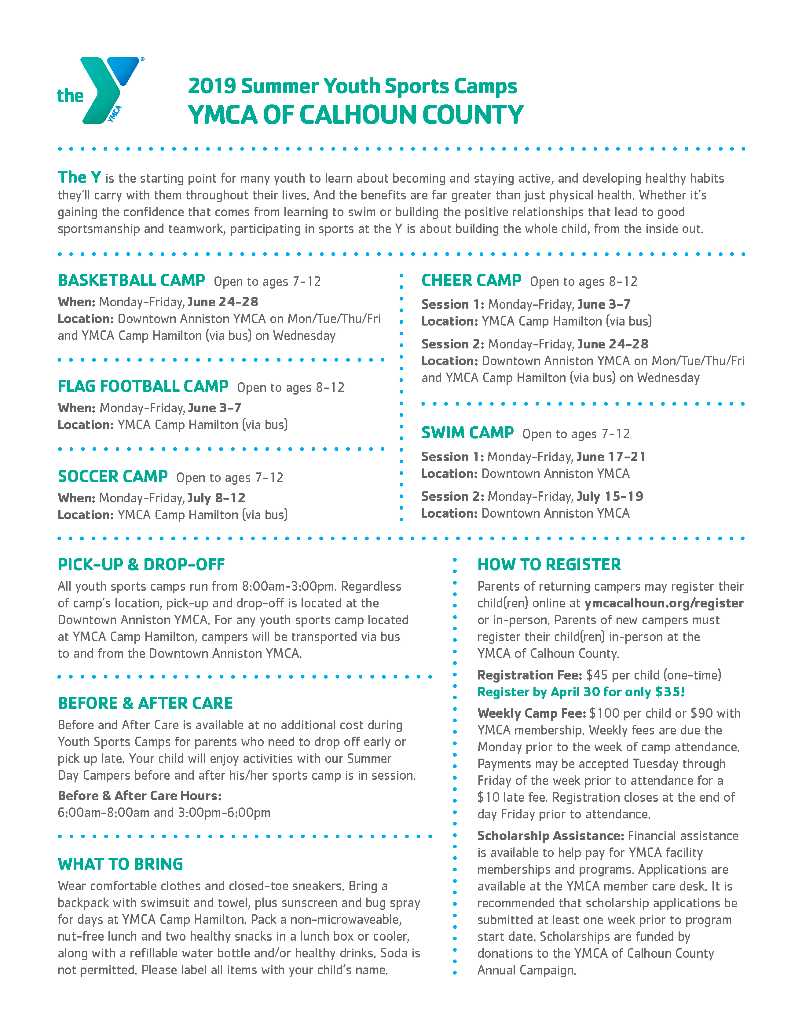 Youth Sports Camps YMCA of Calhoun County